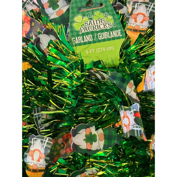 Saint Patricks Day Gnome Tinsel Garland Window Mantle Door Home Decor - Picture 3 of 4